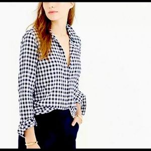 J. Crew, boyfriend shirt, dark blue, gingham